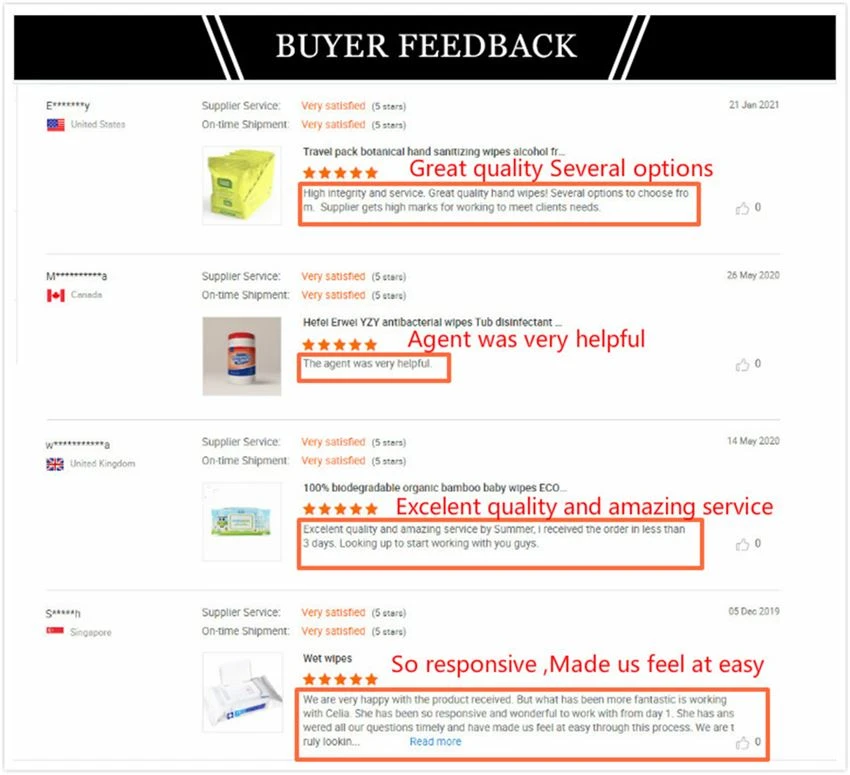 Wipes Buyer Feedback